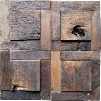 Obklad ShipWood Dřevěná lodní mozaika - obkladový panel 300 x 300 x 10 - 12 mm (0,09 m²)