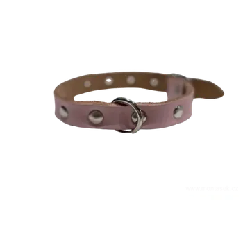 Obojek pro psa Kožený obojek růžový pro štěně 12mm (Potřeby pro psy)