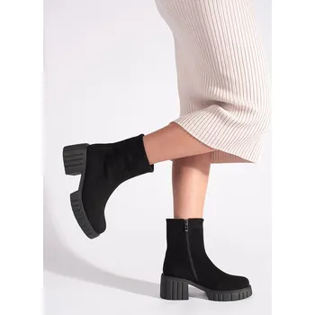Dámské kozačky Černé dámské kotníkové boty na platformě GD-FL2201B Velikost: 39