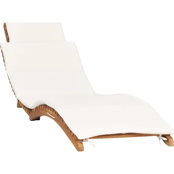 Zahradní lehátko OMAXI Skládací zahradní lehátko krémově bílé podušky masivní teak 137239