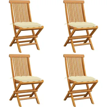 OMAXI Zahradní židle s krémově bílými poduškami 4 ks masivní teak 265093
