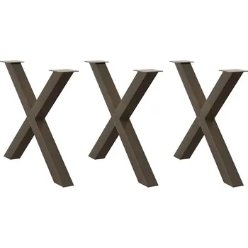 Jídelní stůl OMAXI Nohy k jídelnímu stolu ve tvaru X, 3 ks, přírodní ocel, 90 x (72-73) cm, ocel 316592