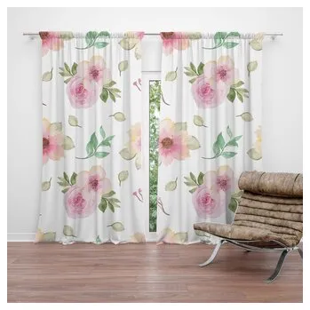 Závěs Závěs Růžové květy: 2ks 140x250cm (cs, Sablio)