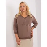 Hnědé triko s výstřihem a 3/4 rukávem RV-BZ-9143.87P-brown Velikost: ONE SIZE