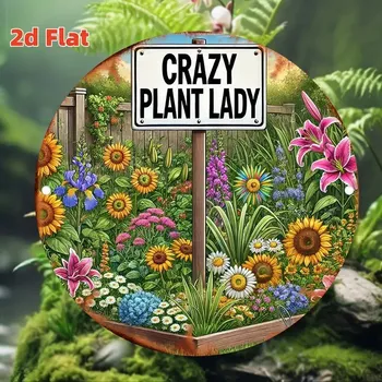 Plechová cedule BAF VINTAGE PLECHOVÁ CEDULE 2D - CRAZY PLANT LADY průměr 20 cm