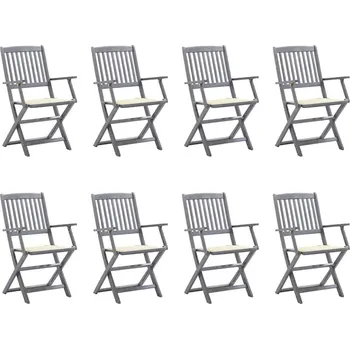 OMAXI Skládací zahradní židle s poduškami 8 ks masivní akácie 508565