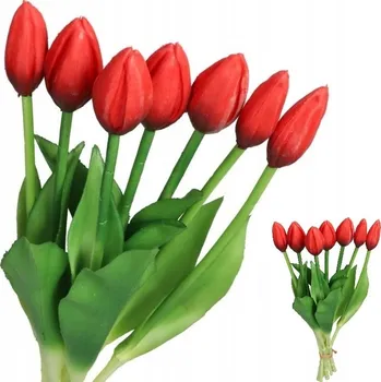 umělá květina TULIPÁNY KYTICE TULIPÁNŮ GUMOVÉ GUMOVANÉ SILIKONOVÉ JAKO ŽIVÉ 7KS