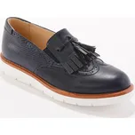 Slippers na klínku, s třásněmi nám.modrá 37