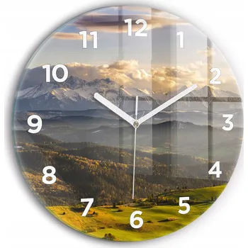 Hodiny Ozdobné nástěnné hodiny s krásnou grafikou Hory - Pieniny Wysoki Wierch fi30 cm