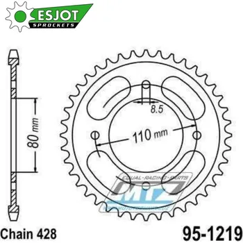 Řetězová sada pro motocykl Rozeta ocelová (převodník) 1219-42zubů ESJOT 50-15079-42 - Honda CBF125 / 09-14 + CBF125M 95-1219-42-ES