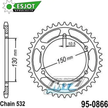 Řetězová sada pro motocykl Rozeta ocelová (převodník) 0866-46zubů ESJOT 50-27002-46 - Yamaha GTS1000A + FZR750 + FZR1000 Genesis + FZR1000R + YZF750SP + YZF750R + YZF 1000R Thunder Ace + XJR1200 YAMAHA YZF 1000 R Thunderace 1996-2002