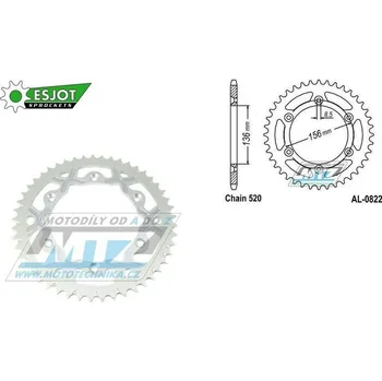 Řetězová sada pro motocykl Rozeta řetězová (převodník) Dural 0822-48zubů ESJOT 53-32043-48WT - barva stříbrná - Husqvarna CR+WR+TC+TE+WRE+TXC+SM+SMR + Suzuki DR350+DRZ400 + Cagiva WMX + Gas-Gas EC+ECF+XC+Ranger + Beta RR + Sher AL-0822-48-WT