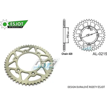 Řetězová sada pro motocykl Rozeta řetězová (převodník) Dural 0215-55zubů ESJOT 51-13012-55 - barva stříbrná - Honda CR80R / 85-02 + CR80R2 Expert / 96-02 + CR85R Expert / 03-07 + CR85R / 03-07 + CRF150R / 07-21 AL-0215-55-ES