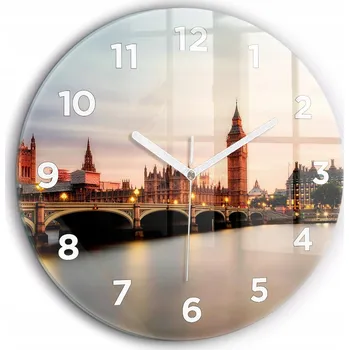 Hodiny Foto hodiny nástěnné Big Ben panorama Londýna bílé ručičky kulatý průměr 60 cm