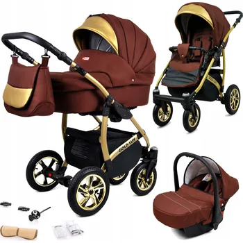 Kočárek Dětský kočárek 3v1 BabyLux GoldLux sporťák, hluboká korba, autosedačka