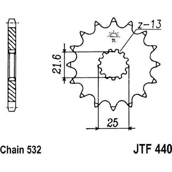 Řetězová sada pro motocykl Řetězové kolečko JT JTF 440-16 16 zubů, 532 SUZUKI GSX-R 1100 1995-1998