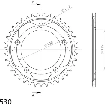 Řetězová sada pro motocykl Řetězová rozeta SUPERSPROX RFE-302:39-BLK černý 39 zubů, 530 RFE-302:39-BLK