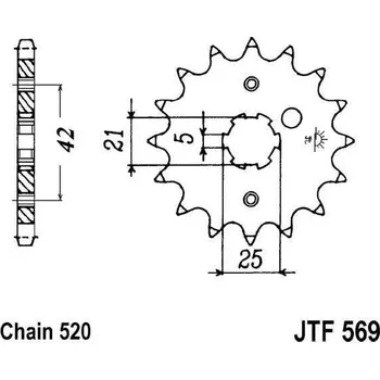 Řetězová sada pro motocykl Řetězové kolečko JT JTF 569-15 15 zubů, 520 YAMAHA YFM 350 RT Raptor 2005-2005