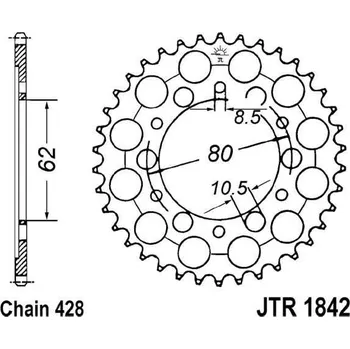 Řetězová sada pro motocykl Řetězová rozeta JT JTR 1842-50 50 zubů, 428 JTR1842.50