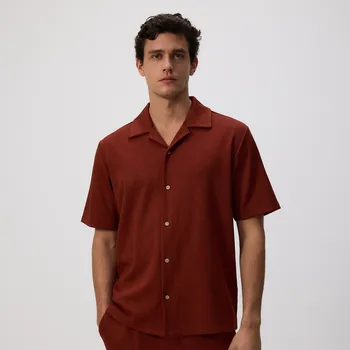 Pánská košile Reserved - Strukturální košile comfort - hnědá - 744EC-88X - 744EC-88X-S