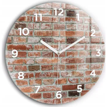Hodiny Skleněné nástěnné hodiny do moderního interiéru S Potiskem cihlová zeď průměr 60 cm