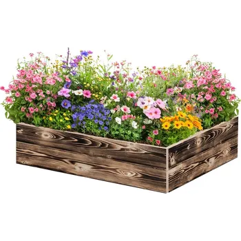 Vyvýšený záhon Dřevěný vyvýšený záhon 80 x 60 x 20 cm - opálený