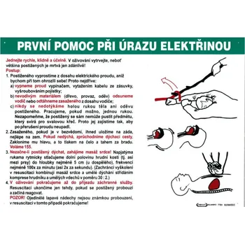 Značení První pomoc při úrazu elektřinou 420x297mm - plast