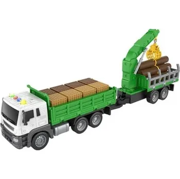autíčko Bavytoy Nákladní auto s jeřábem na dřevo 1:16 Zelená