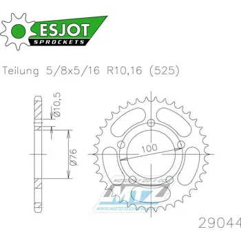 Řetězová sada pro motocykl Rozeta ocelová (převodník) 29044-39zubů ESJOT 50-29044-39 - Benelli 1130 Café Racer + 1130TNT + 1130 Titanium + 1130 Tornado + 1130TRE + 300 BN302 + 502C ABS + 502 Leoncino 50-29044-39