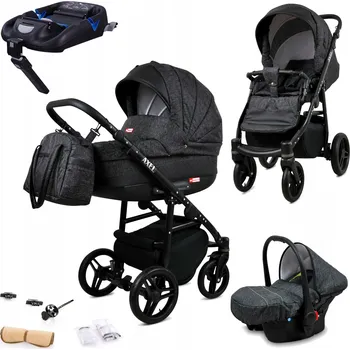 Kočárek Dětský kočárek 4v1 BabyLux Axel Alu - sportovní kočárek, hluboká korba, autosedačka, základna ISOFIX