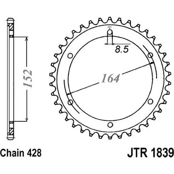 Řetězová sada pro motocykl Řetězová rozeta JT JTR 1839-55 55 zubů, 428 JTR1839.55