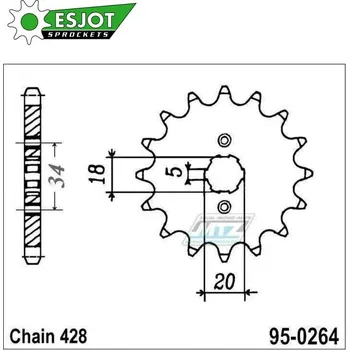 Řetězová sada pro motocykl Kolečko řetězové (pastorek) 0264-17zubů ESJOT 50-15014-17 - Honda C90Z + CE90 + CBZ125 + EZ90 Cub + CB175K + XLR250R3 + XLR250 Baja + XLR250R + Kymco 125 Pulsar + 125 STR + Gilera 125 Cougar + Yamaha 95-0264-17-ES