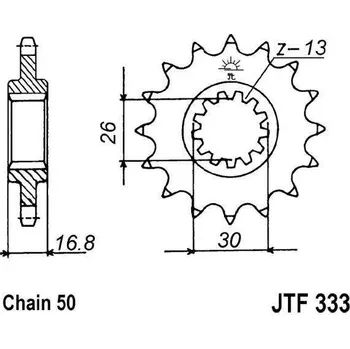 Řetězová sada pro motocykl Řetězové kolečko JT JTF 333-16RB 16 zubů, 530 HONDA VTR 1000 F Firestorm 1997-2006