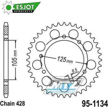 Řetězová sada pro motocykl Rozeta ocelová (převodník) 1134-52zubů ESJOT 50-15052-52 - Derbi 125 Baja+125 Cross City+125 Senda+125 Terra + Malaguti 125 X3M Motard + Peugeot 125 XPS + Rieju 125 RS3+125 SMX+ 125 Tango+125 Marathon RIEJU Tango 125 2006-2010