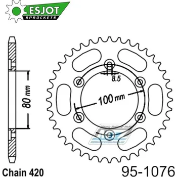 Řetězová sada pro motocykl Rozeta ocelová (převodník) 1076-48zubů ESJOT 50-13022-48 - Rieju 50 Tango / 07-17 + 50 Spike / 02-05 95-1076-48-ES