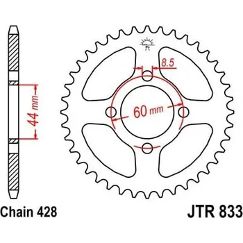 Řetězová sada pro motocykl Řetězová rozeta JT JTR 833-49 49 zubů, 428 YAMAHA TT-R 125 2000-2001