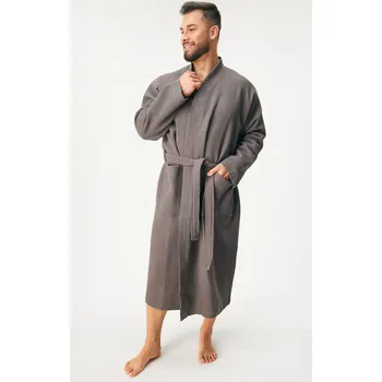 Dámské oblečení Jack & Jones Bavlněný župan JACK AND JONES JACWaffle šedá S/M