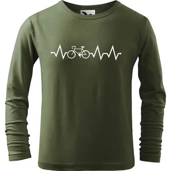 Dětská móda DOBRÝ TRIKO Dětské bavlněné triko s potiskem Tep kolo Velikost: 146/10 let, Barva: Khaki