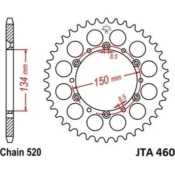 Řetězová sada pro motocykl Hliníková řetězová rozeta JT JTA 460-52 52 zubů, 420 JTA460.52