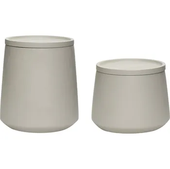 Úložný box Hübsch, Nádoba Hübsch s víkem šedá 2 ks - Formadore