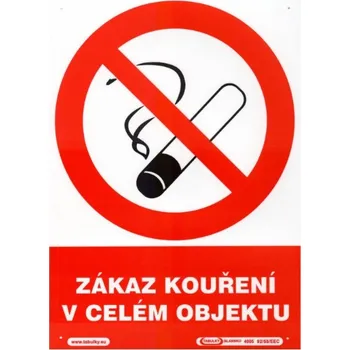 Zákaz kouření v celém objektu 210x297 mm - plast