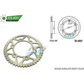 Řetězová sada pro motocykl Rozeta řetězová (převodník) Dural 0897-47zubů ESJOT 51-32065-47 - barva stříbrná - KTM 125SX+ 250SXF+360EXC+400EXCF+300XC+450XCF+440MX+790 Adventure+620 EGS+690 Duke+125LC2 +350LC4+525SMR+690SMC + Hus AL-0897-47-ES