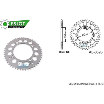 Řetězová sada pro motocykl Rozeta řetězová (převodník) Dural 0895-50zubů ESJOT 51-15203-50 - barva stříbrná - KTM 85SX / 03-24 + 105SX+XC85+XC105 + Husqvarna TC85 / 14-24 + Gas-Gas MC85 AL-0895-50-ES