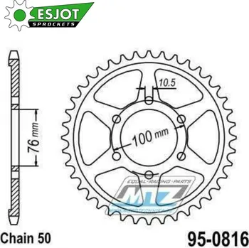 Řetězová sada pro motocykl Rozeta ocelová (převodník) 0816-44zubů ESJOT 50-35043-44 - Suzuki GS550 + GR650 + GS650 + GT750 + GSF1200 Bandit + GSX400 + GSX550 + GSX750 + GSX1100 + GSXR750 + GSXR1100 + RF900R 95-0816-44-ES