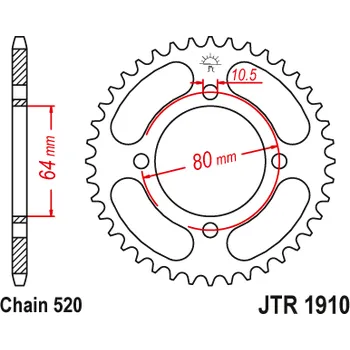 Řetězová sada pro motocykl Řetězová rozeta JT JTR 1910-32 32 zubů, 520 YAMAHA YFM 125 Grizzly 2004-2009