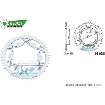 Řetězová sada pro motocykl Rozeta řetězová (převodník) Dural 0251-48zubů ESJOT 53-32001-48WB - barva bílá - Yamaha YZ125+YZ250 + YZF250+YZF400+YZF426+YZF450+YZF450X + WRF250+WRF400+WRF426+WRF450 + TTR230 + Honda XR250+XR350+XR5 AL-0251-48-WB