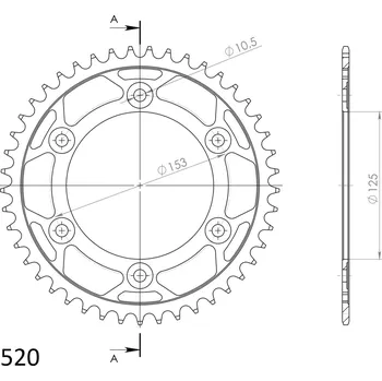 Řetězová sada pro motocykl Řetězová rozeta SUPERSPROX RFE-301:45-BLK černý 45 zubů, 520 RFE-301:45-BLK