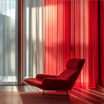 Voál s olůvkem výška 300 cm, ČERVENÝ