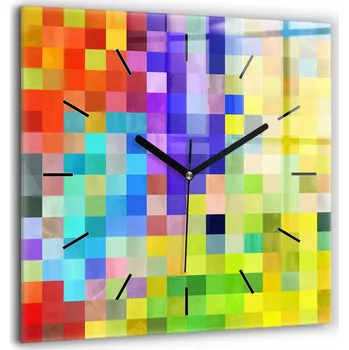 Hodiny Skleněné hodiny s potiskem Tichý mechanismus Loft Nástěnné Kompozice Čtverců
