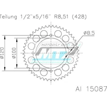 Řetězová sada pro motocykl Rozeta řetězová (převodník) Dural 15087-63zubů ESJOT 51-15087-63 - Beta RR 125 LC 51-15087-63